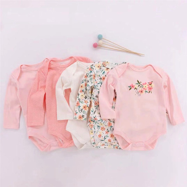 5pcs/lots Long Sleeve Baby Romper Bodysuits Newborn Cotton Romper Clothes Sets Unisex Baby Girl Clothes Long Sleeve Cartoon Print Ropa Jumpsuits Clothes 3-24M