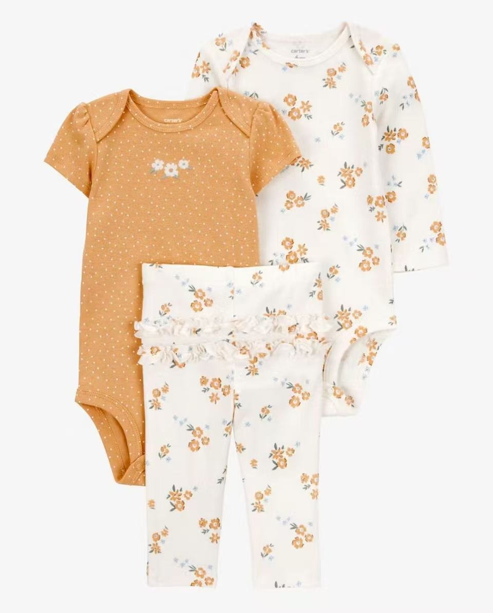 3pcs/lots Long Sleeve/Short Sleeve Baby Romper Bodysuits Newborn Cotton Romper Clothes Sets Baby Girl Boy Clothes Cartoon Print Ropa Jumpsuits Clothes 6M-24M