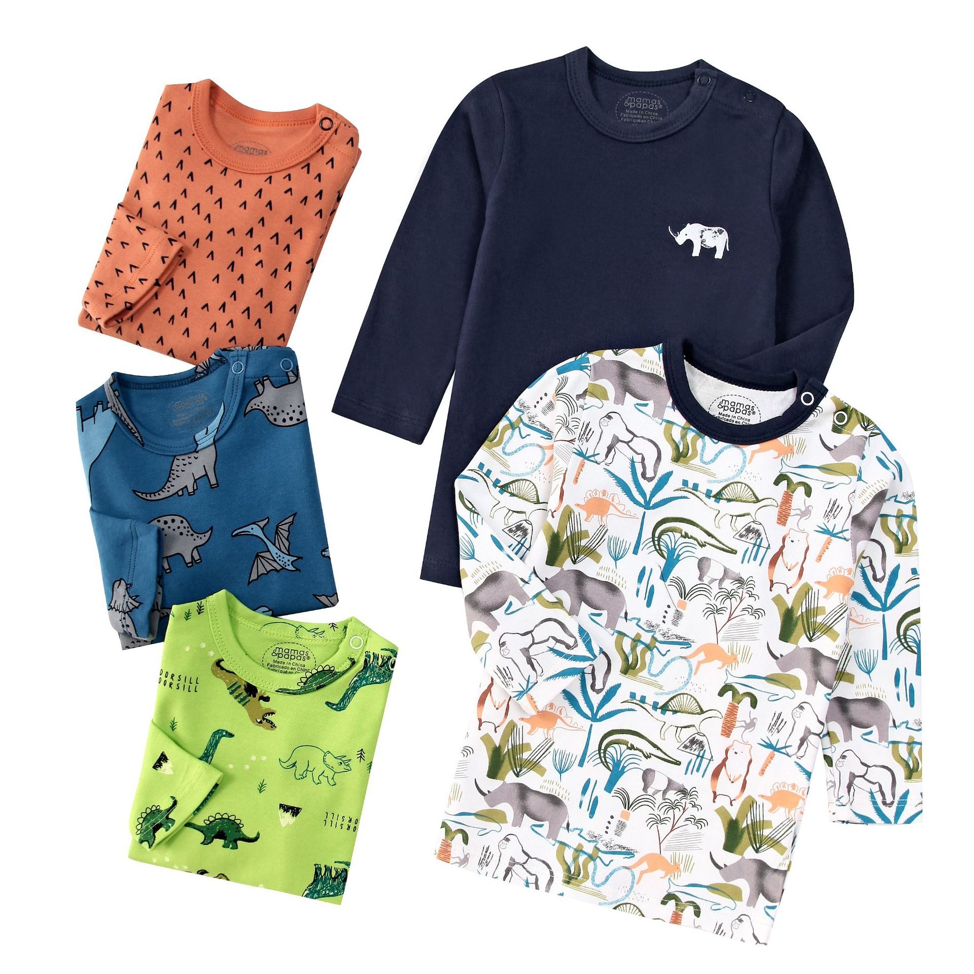 5pcs/lots Baby T-shirt Long-Sleeve T-Shirt for Kids 1-3 Years Old  Baby Top  Clothes with Cartoon Print for Homewear 1-3 Years Old Baby Clothes