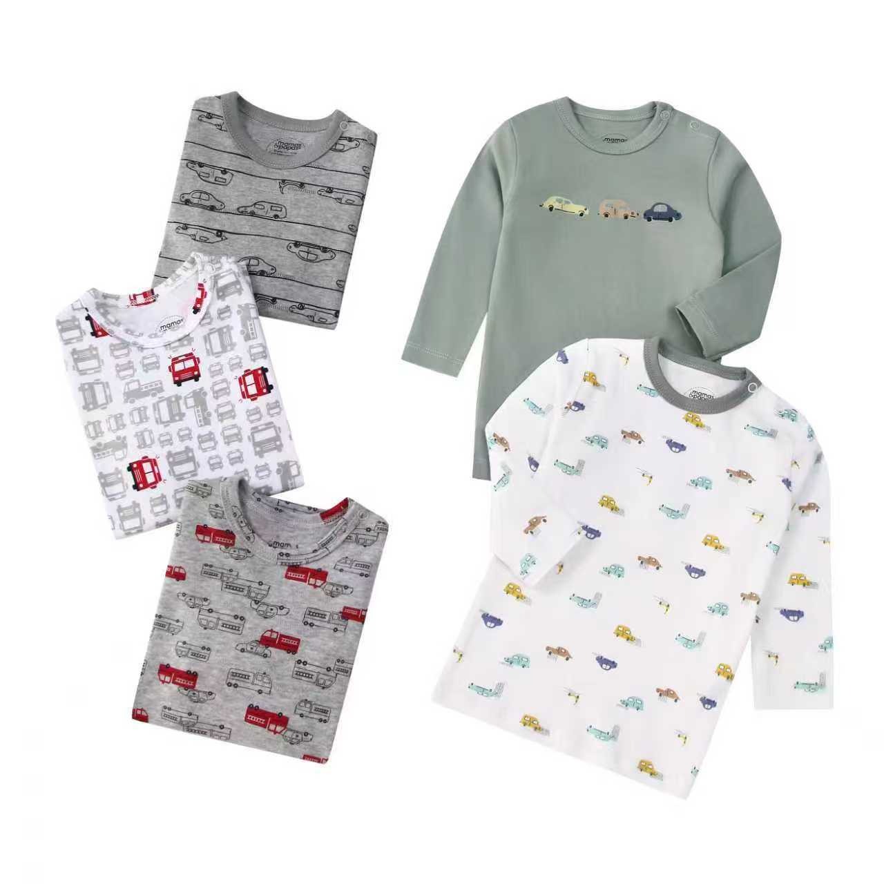 5pcs/lots Baby T-shirt Long-Sleeve T-Shirt for Kids 1-3 Years Old  Baby Top  Clothes with Cartoon Print for Homewear 1-3 Years Old Baby Clothes