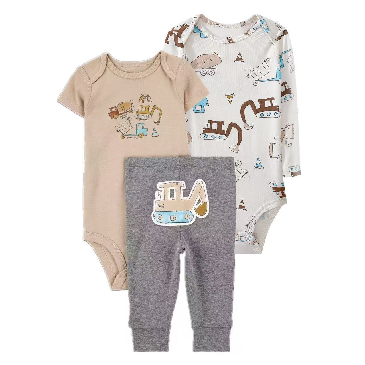 3pcs/lots Long Sleeve/Short Sleeve Baby Romper Bodysuits Newborn Cotton Romper Clothes Sets Unisex Baby Girl Clothes Cartoon Print Ropa Jumpsuits Clothes 6M-24M