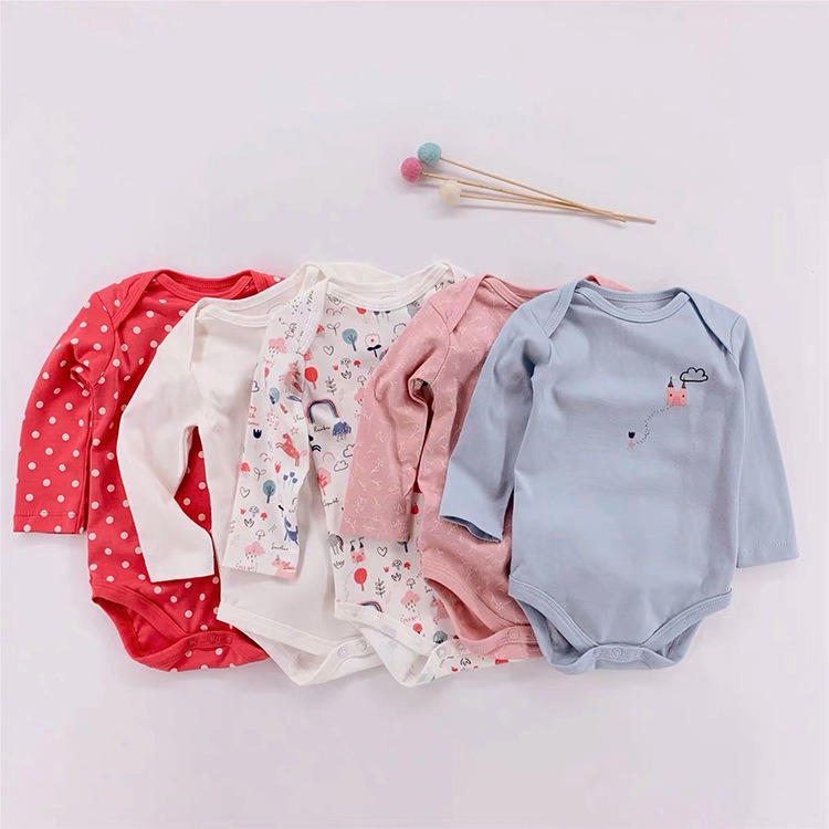 5pcs/lots Long Sleeve Baby Romper Bodysuits Newborn Cotton Romper Clothes Sets Unisex Baby Girl Clothes Long Sleeve Cartoon Print Ropa Jumpsuits Clothes 3-24M