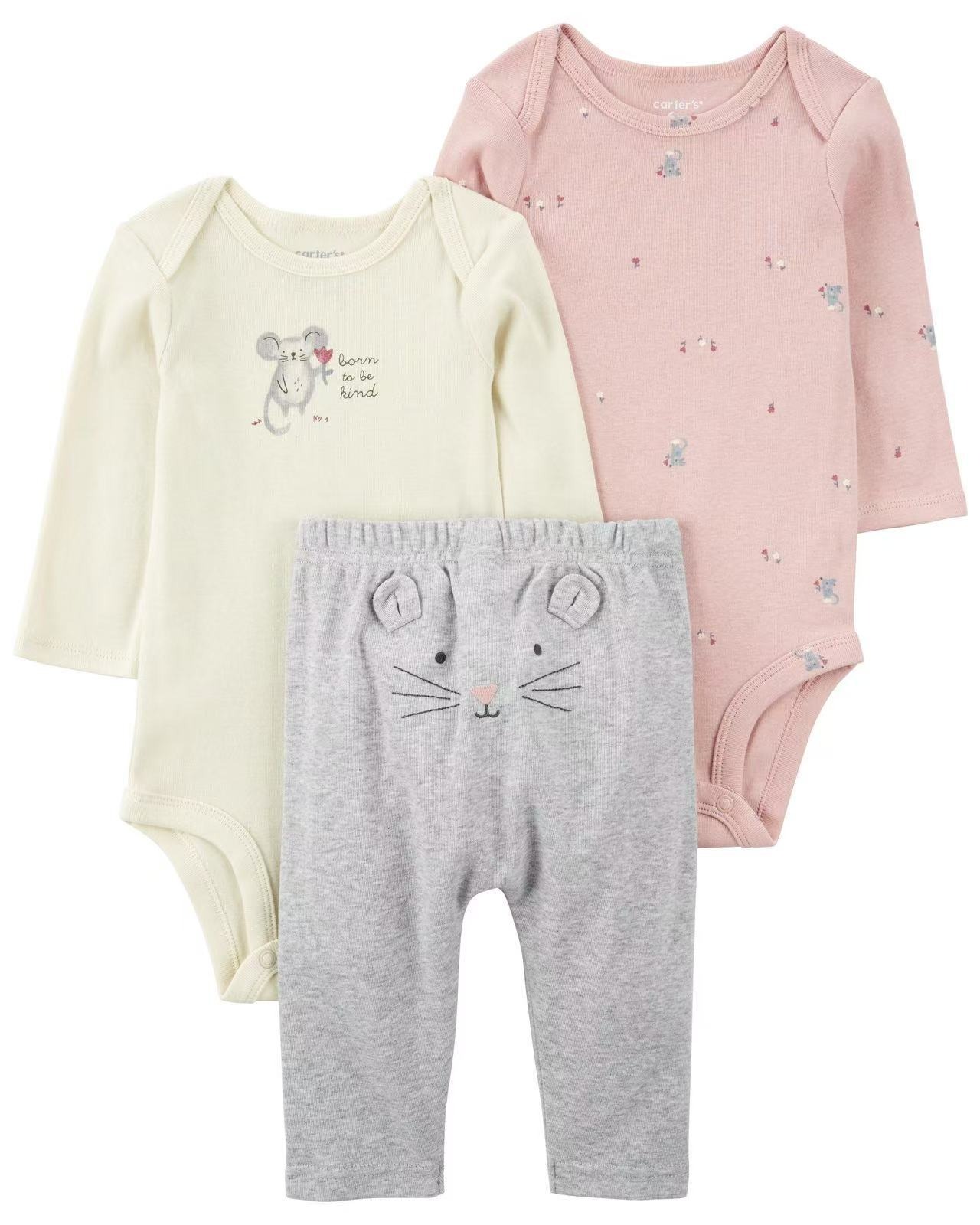 3pcs/lots Long Sleeve/Short Sleeve Baby Romper Bodysuits Newborn Cotton Romper Clothes Sets Baby Girl Boy Clothes Cartoon Print Ropa Jumpsuits Clothes 6M-24M