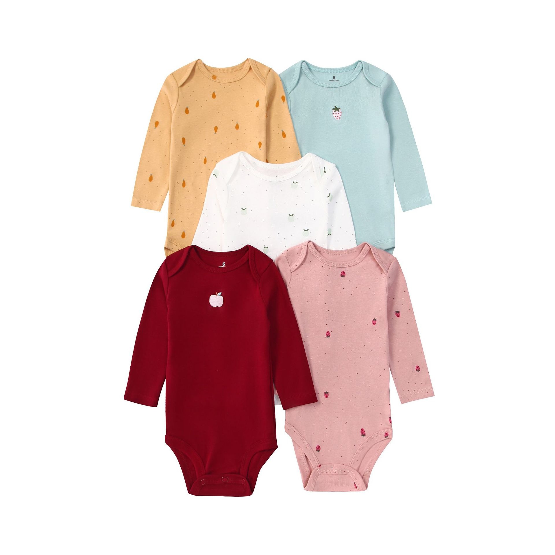 Long Sleeve Baby Romper 5pcs/lots Bodysuits Newborn Cotton Romper Clothes Sets Unisex Baby Girl Clothes Long Sleeve Cartoon Print Ropa Jumpsuits Clothes 6-18M