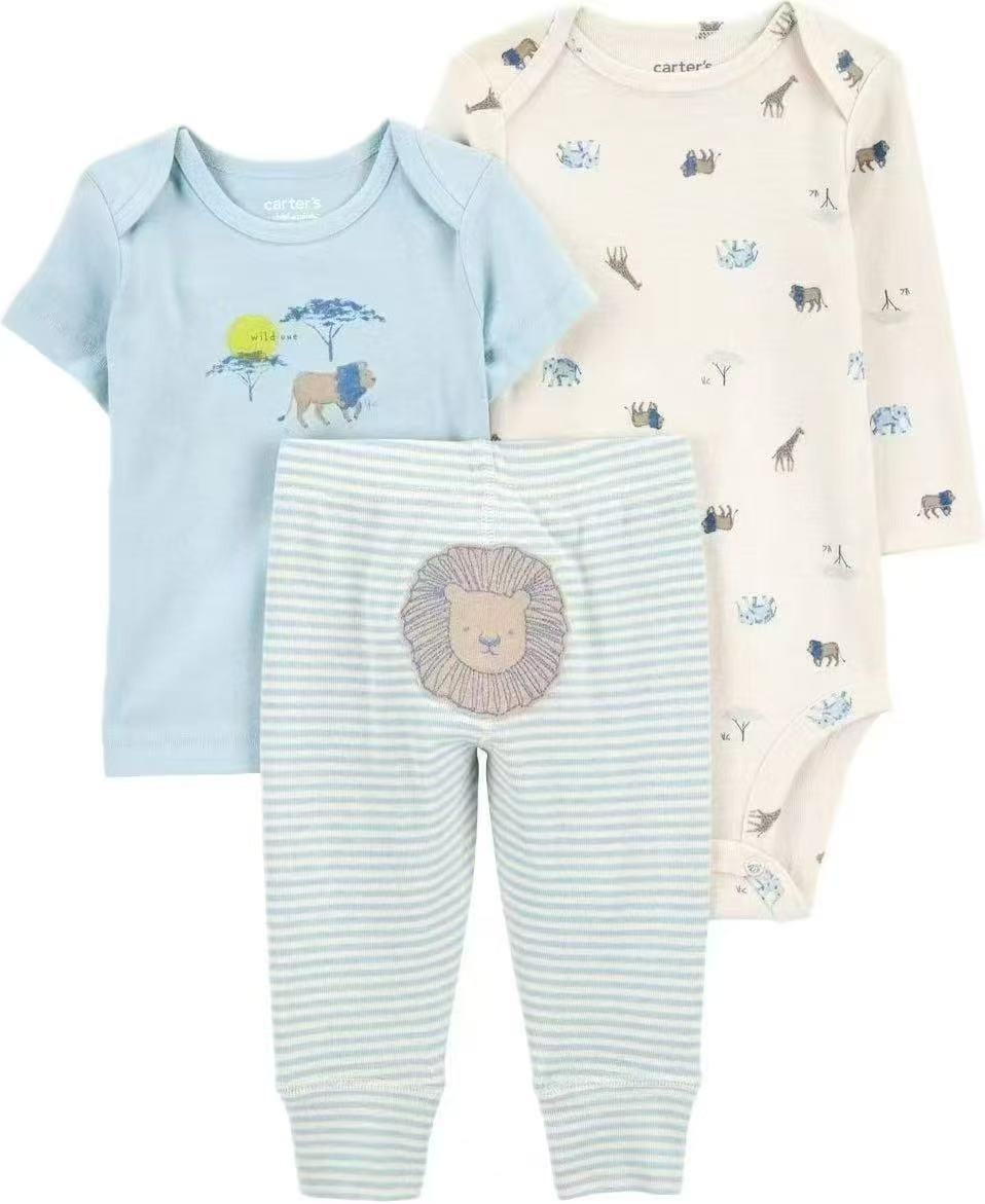 3pcs/lots Long Sleeve/Short Sleeve Baby Romper Bodysuits Newborn Cotton Romper Clothes Sets Unisex Baby Girl Clothes Cartoon Print Ropa Jumpsuits Clothes 6M-24M