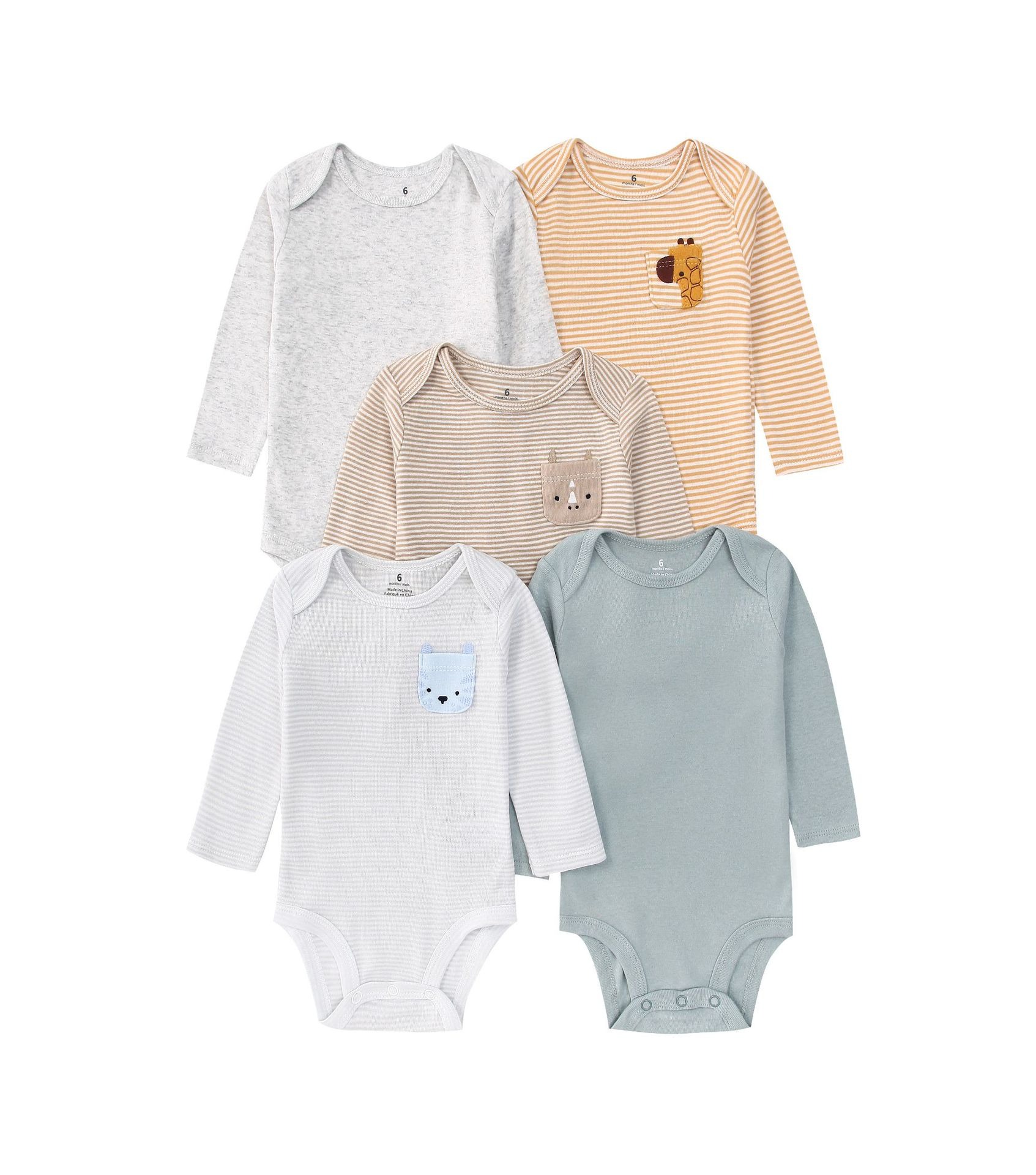 Long Sleeve Baby Romper 5pcs/lots Bodysuits Newborn Cotton Romper Clothes Sets Unisex Baby Girl Clothes Long Sleeve Cartoon Print Ropa Jumpsuits Clothes 6-18M