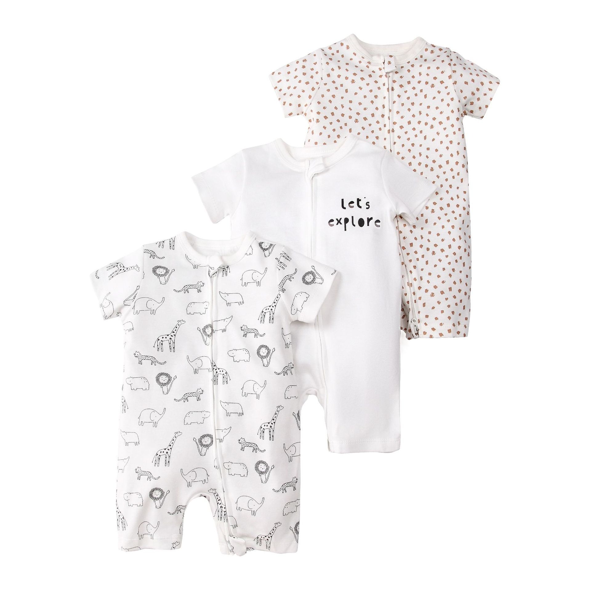3pcs/lots Short Sleeve Baby Romper Bodysuits Newborn Cotton Romper Clothes Sets Baby Girl Boy Clothes Cartoon Print Ropa Jumpsuits Baby Clothes 6M-24M