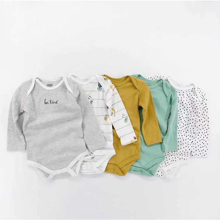 5pcs/lots Long Sleeve Baby Romper Bodysuits Newborn Cotton Romper Clothes Sets Unisex Baby Girl Clothes Long Sleeve Cartoon Print Ropa Jumpsuits Clothes 3-24M