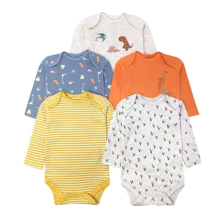 5pcs/lots Long Sleeve Baby Romper Bodysuits Newborn Cotton Romper Clothes Sets Unisex Baby Girl Clothes Long Sleeve Cartoon Print Ropa Jumpsuits Clothes 3-24M