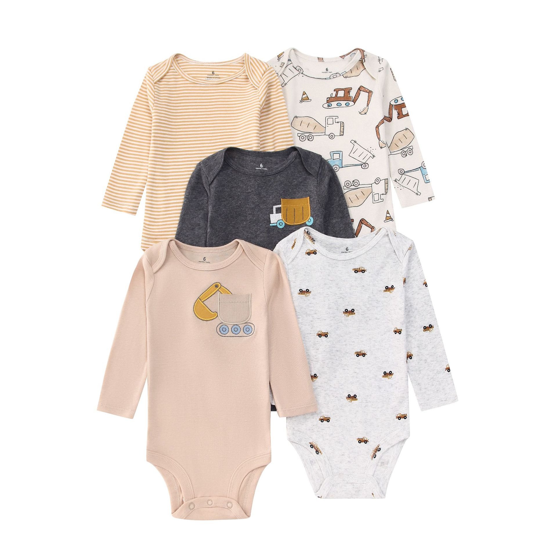 Long Sleeve Baby Romper 5pcs/lots Bodysuits Newborn Cotton Romper Clothes Sets Unisex Baby Girl Clothes Long Sleeve Cartoon Print Ropa Jumpsuits Clothes 6-18M