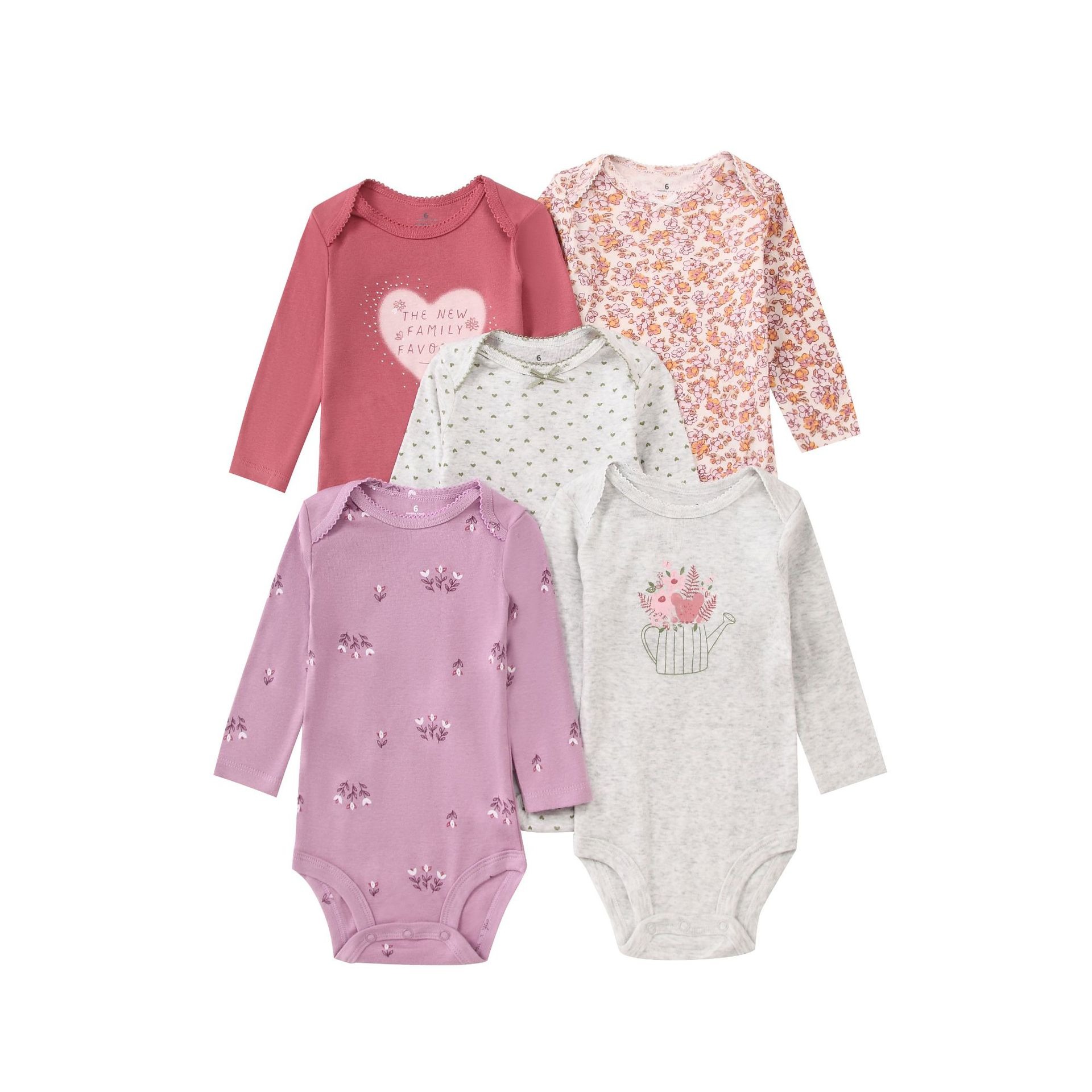 5pcs/lots Long Sleeve Baby Romper Bodysuits Newborn Cotton Romper Clothes Sets Unisex Baby Girl Clothes Long Sleeve Cartoon Print Ropa Jumpsuits Clothes 6-9M