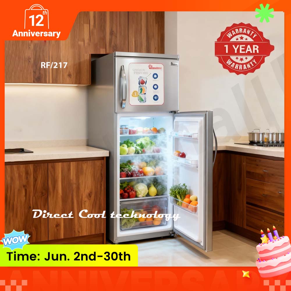RAMTONS RF/217 213 LITERS 2 DOOR DIRECT COOL FRIDGE SILVER Compact Household Refrigerator Energy Saving Home Kitchen Appliance