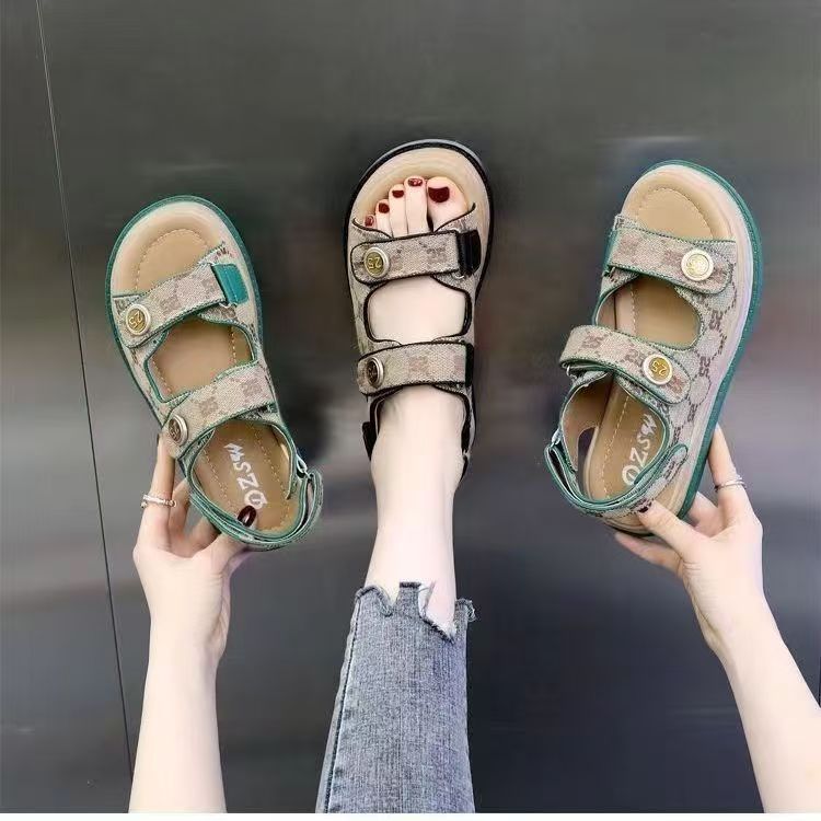 Ladies' sandals, women's flat sports and casual Roman sandals, soft-soled anti-slip sports sandals, open shoes.