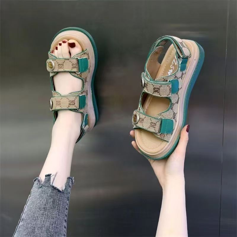 Ladies' sandals, women's flat sports and casual Roman sandals, soft-soled anti-slip sports sandals, open shoes.