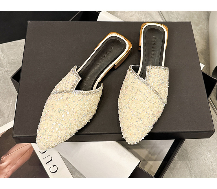 Baotou half-slipper, pointed-toe high-heeled sandals for outdoor wear, women's stiletto-heeled pointed-toe elegant shoes for ladies.