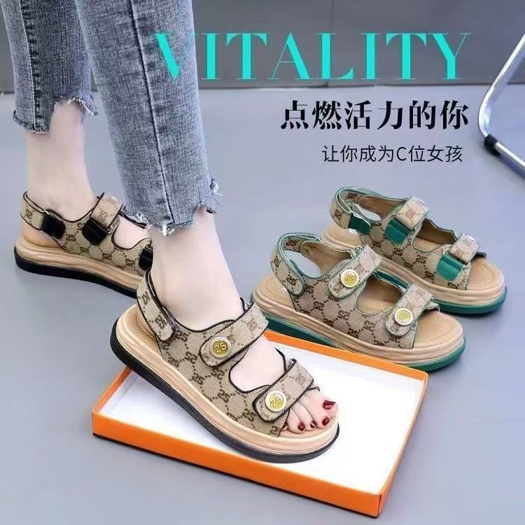 Ladies' sandals, women's flat sports and casual Roman sandals, soft-soled anti-slip sports sandals, open shoes.