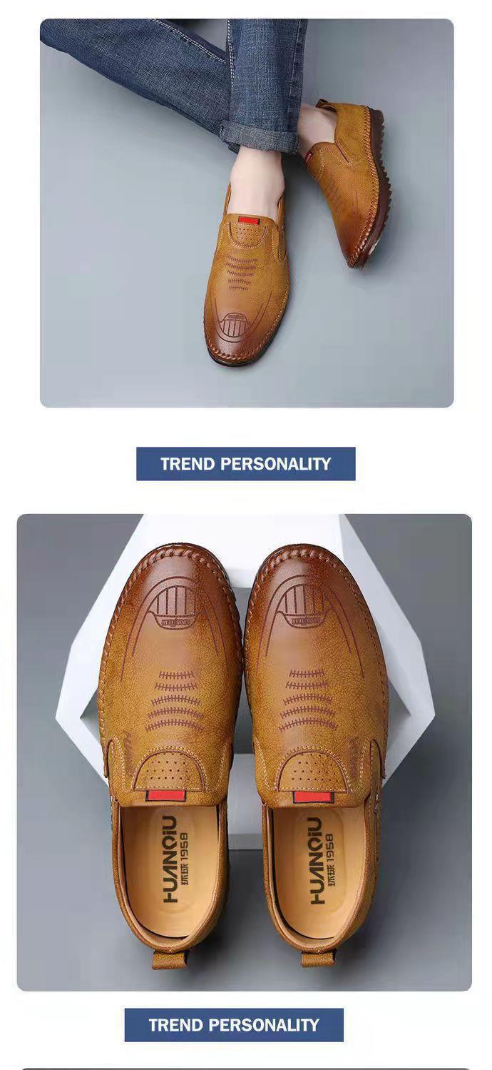 New style leather shoes men's soft leather driving shoes leather peas shoes casual non-slip men's sh Business Dress Men Formal Fashion Waterproof and Abrasion Boy Gift