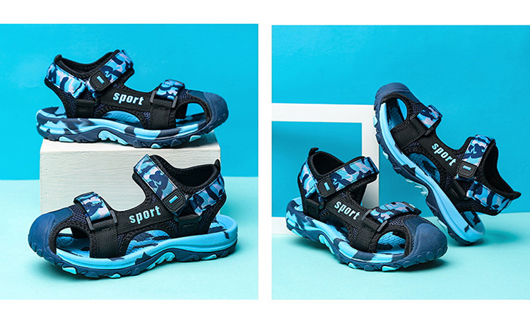 Children's Baotou sandals, sports and casual anti-kick boys' sandals, beach shoes for older children, open shoes.