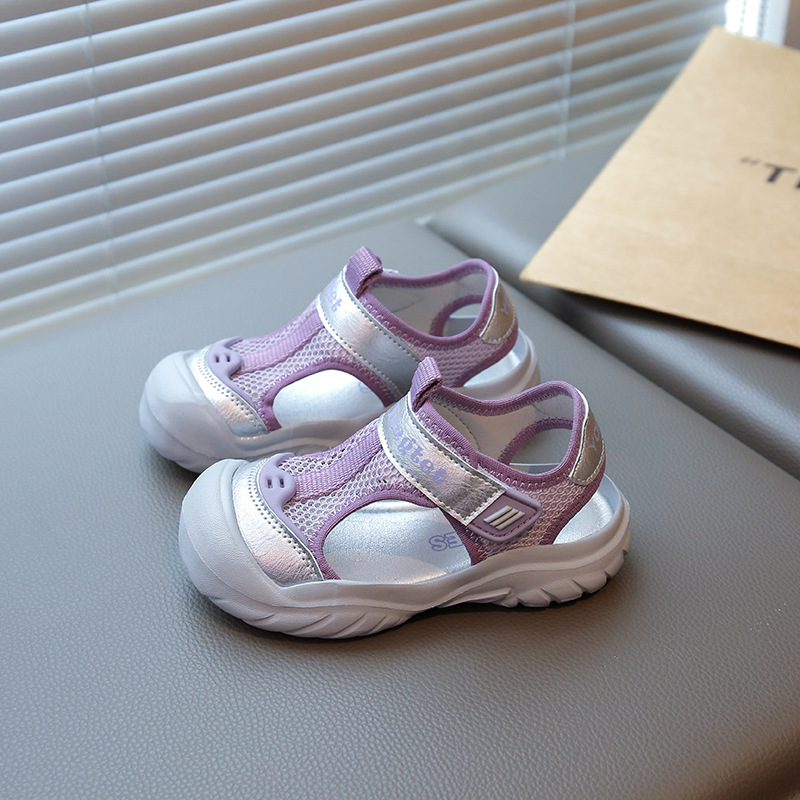 Fashionable children's shoes, children's closed-toe sandals, breathable mesh shoes, beach shoes for boys and girls, thin sandals, open shoes.