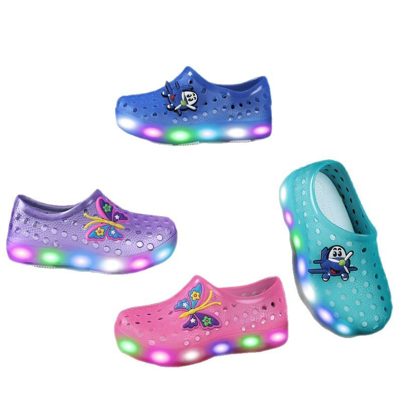 Beach shoes, light-up shoes, children's shoes, small and medium-sized children's light-up shoes, children's shoes, colorful baby light-up shoes.