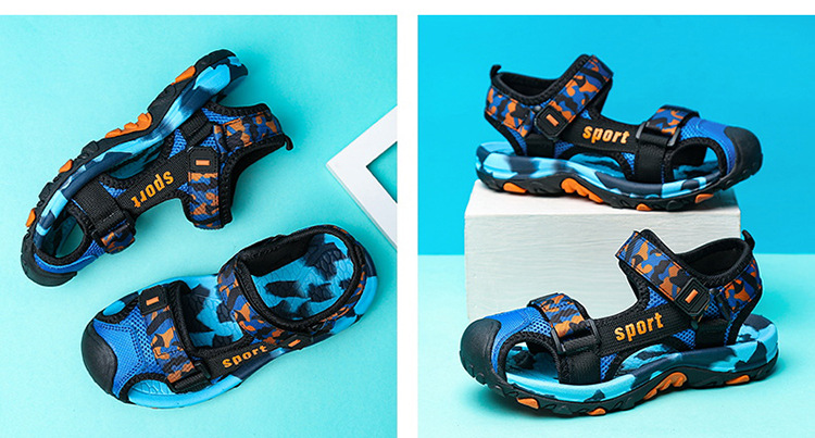 Children's Baotou sandals, sports and casual anti-kick boys' sandals, beach shoes for older children, open shoes.