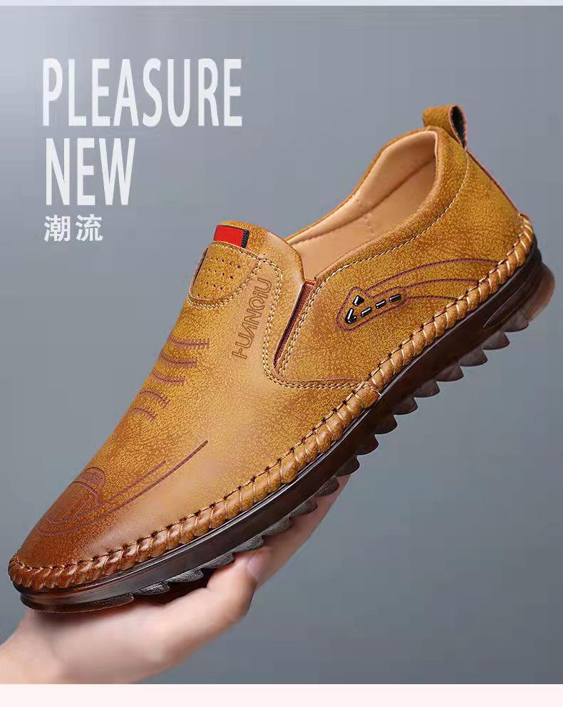 New style leather shoes men's soft leather driving shoes leather peas shoes casual non-slip men's sh Business Dress Men Formal Fashion Waterproof and Abrasion Boy Gift