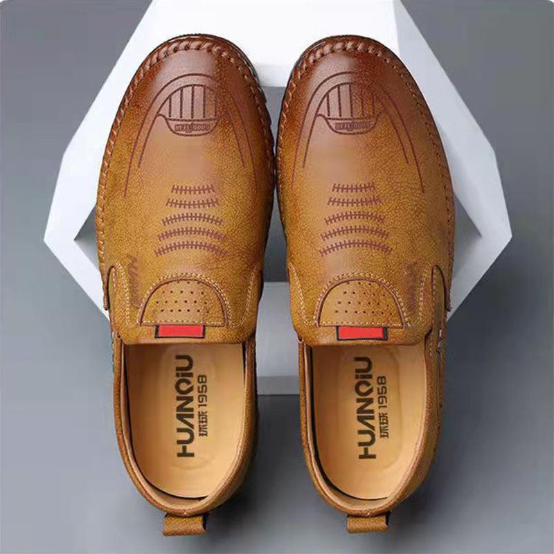 New style leather shoes men's soft leather driving shoes leather peas shoes casual non-slip men's sh Business Dress Men Formal Fashion Waterproof and Abrasion Boy Gift