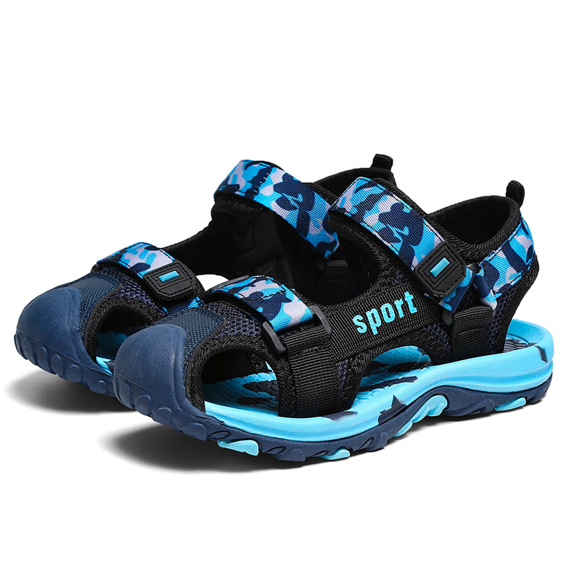 Children's Baotou sandals, sports and casual anti-kick boys' sandals, beach shoes for older children, open shoes.