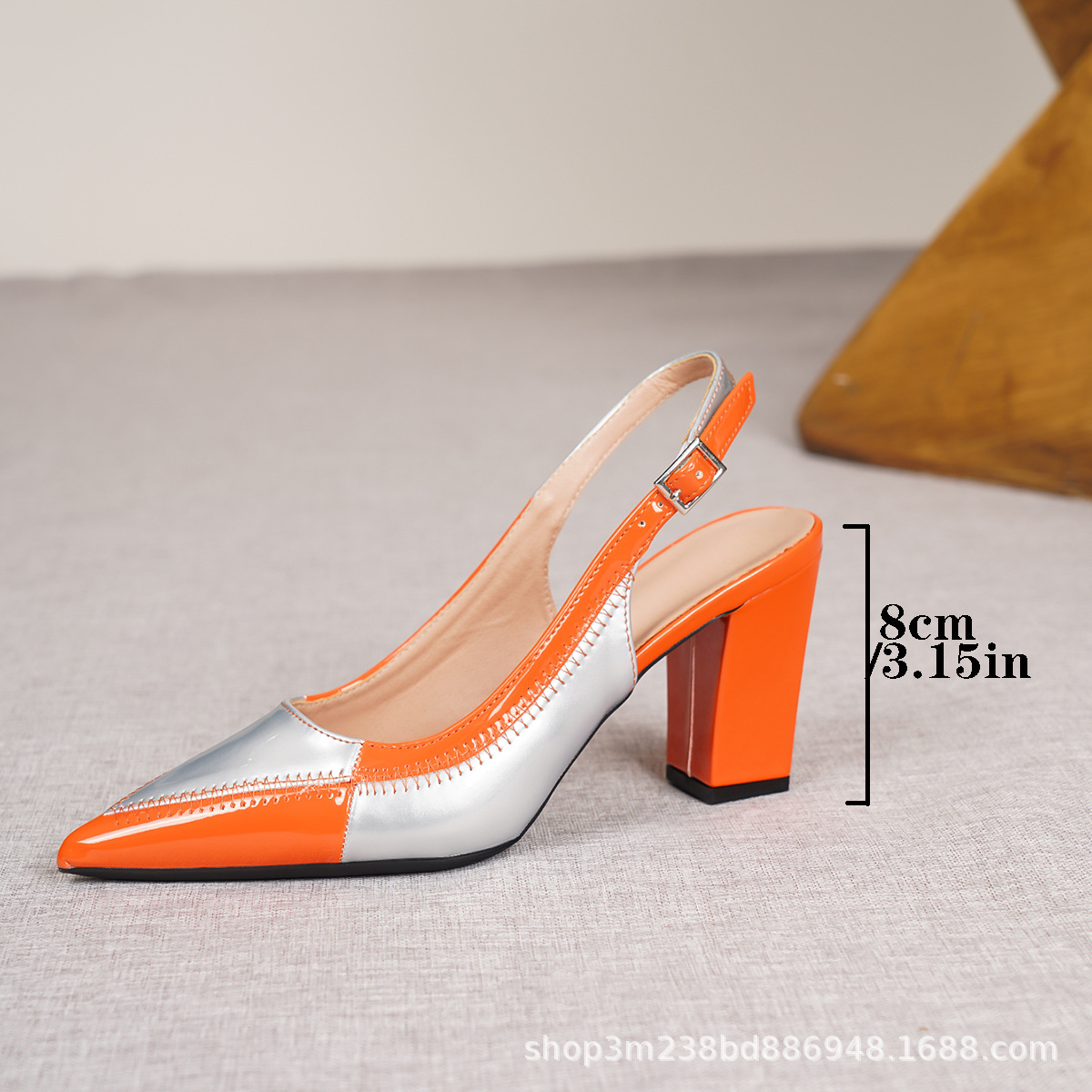 High-heeled women's shoes, color-block, versatile, thick heel, pointed toe, low-cut, single shoes, women's sandals, open shoes.