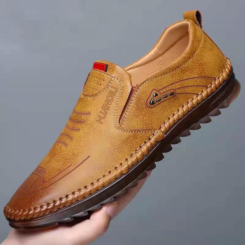 New style leather shoes men's soft leather driving shoes leather peas shoes casual non-slip men's sh Business Dress Men Formal Fashion Waterproof and Abrasion Boy Gift