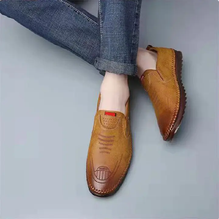 New style leather shoes men's soft leather driving shoes leather peas shoes casual non-slip men's sh Business Dress Men Formal Fashion Waterproof and Abrasion Boy Gift