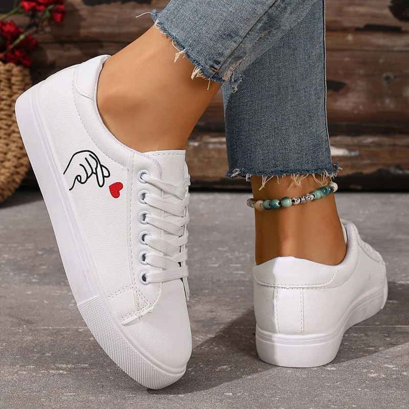 Freyr Women's artificial Pu leather white shoes ladies' flat shoes students' leisure sports shoes girls casual shoes running shoes sneakers women white Athletic