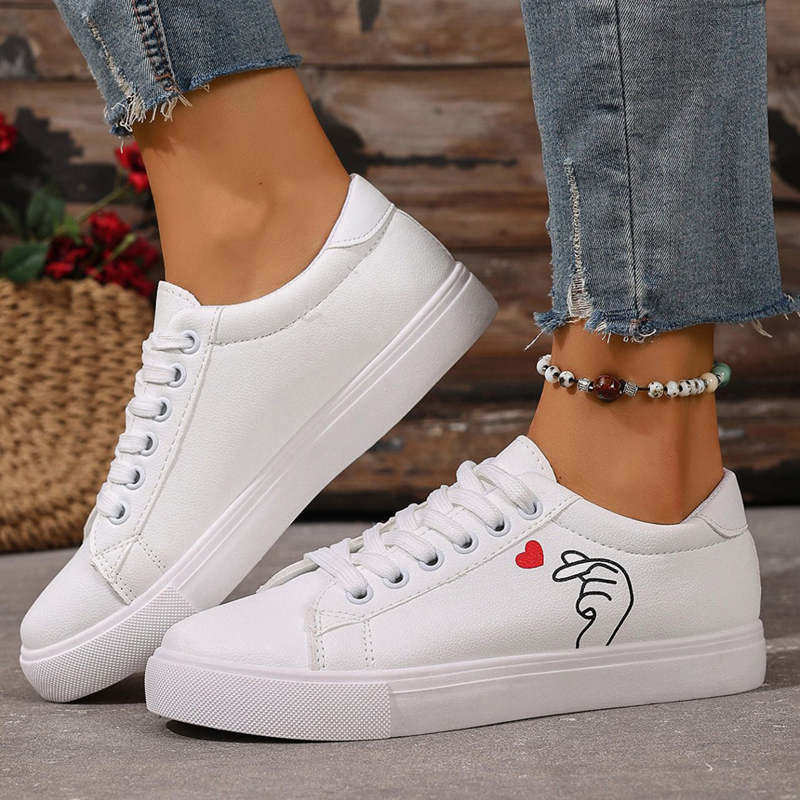 Freyr Women's artificial Pu leather white shoes ladies' flat shoes students' leisure sports shoes girls casual shoes running shoes sneakers women white Athletic