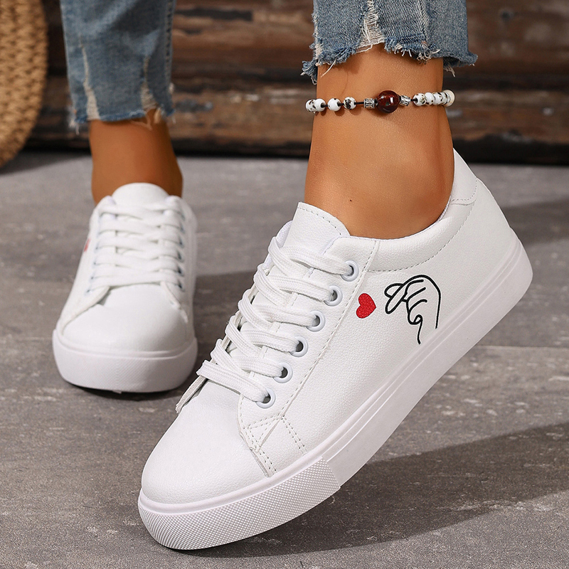 Freyr Women's artificial Pu leather white shoes ladies' flat shoes students' leisure sports shoes girls casual shoes running shoes sneakers women white Athletic