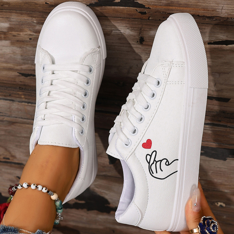 Freyr Women's artificial Pu leather white shoes ladies' flat shoes students' leisure sports shoes girls casual shoes running shoes sneakers women white Athletic