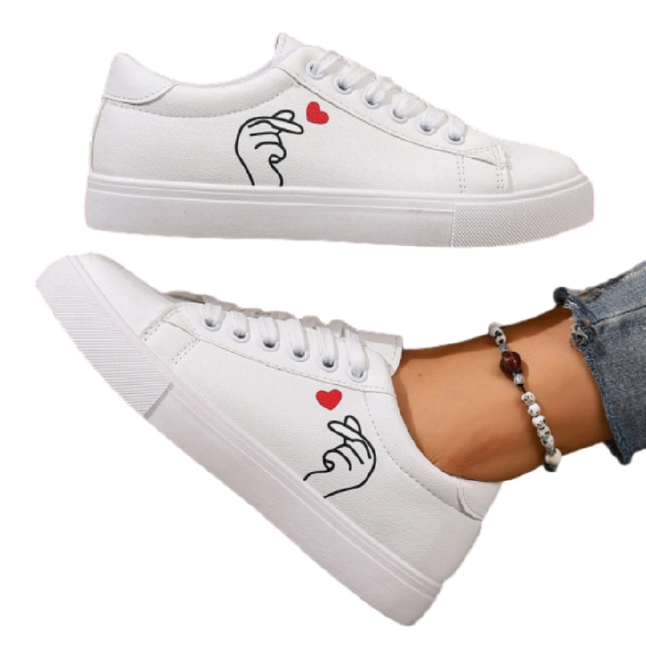 Freyr Women's artificial Pu leather white shoes ladies' flat shoes students' leisure sports shoes girls casual shoes running shoes sneakers women white Athletic
