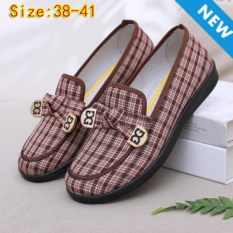 Size 38-41 women's cloth shoes ladies casual sports shoes girls soft-bottom flats mother's fashion single shoes students loafers brown shoes