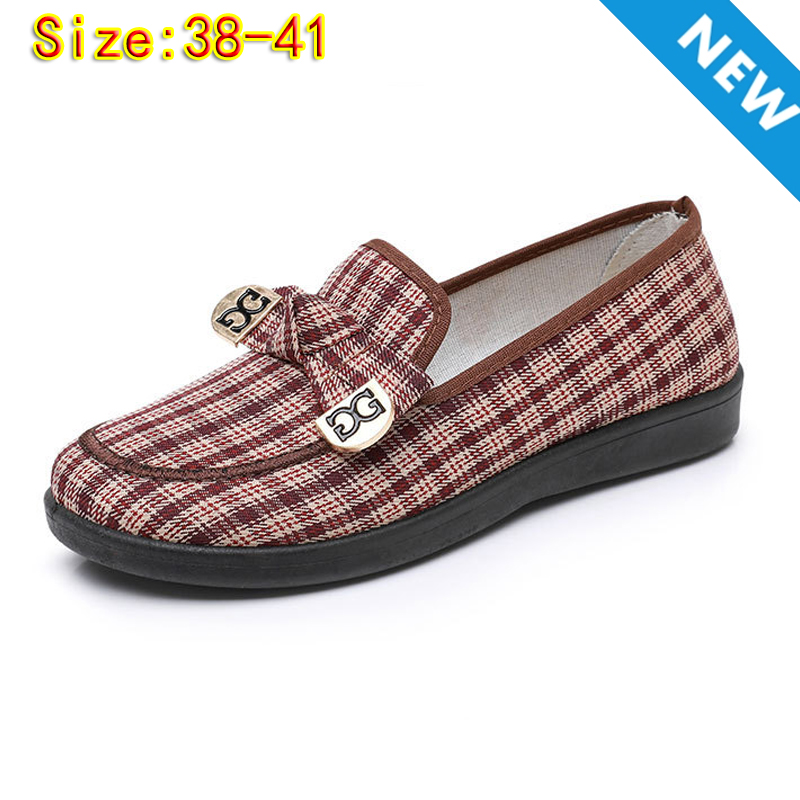 Size 38-41 women's cloth shoes ladies casual sports shoes girls soft-bottom flats mother's fashion single shoes students loafers brown shoes