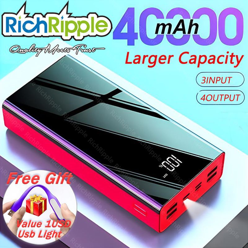 RichRipple Power Banks 30000mAh powerbank TypeC Micro USB QC Fast Charging Powerbank LED Display For all Phones Tablets