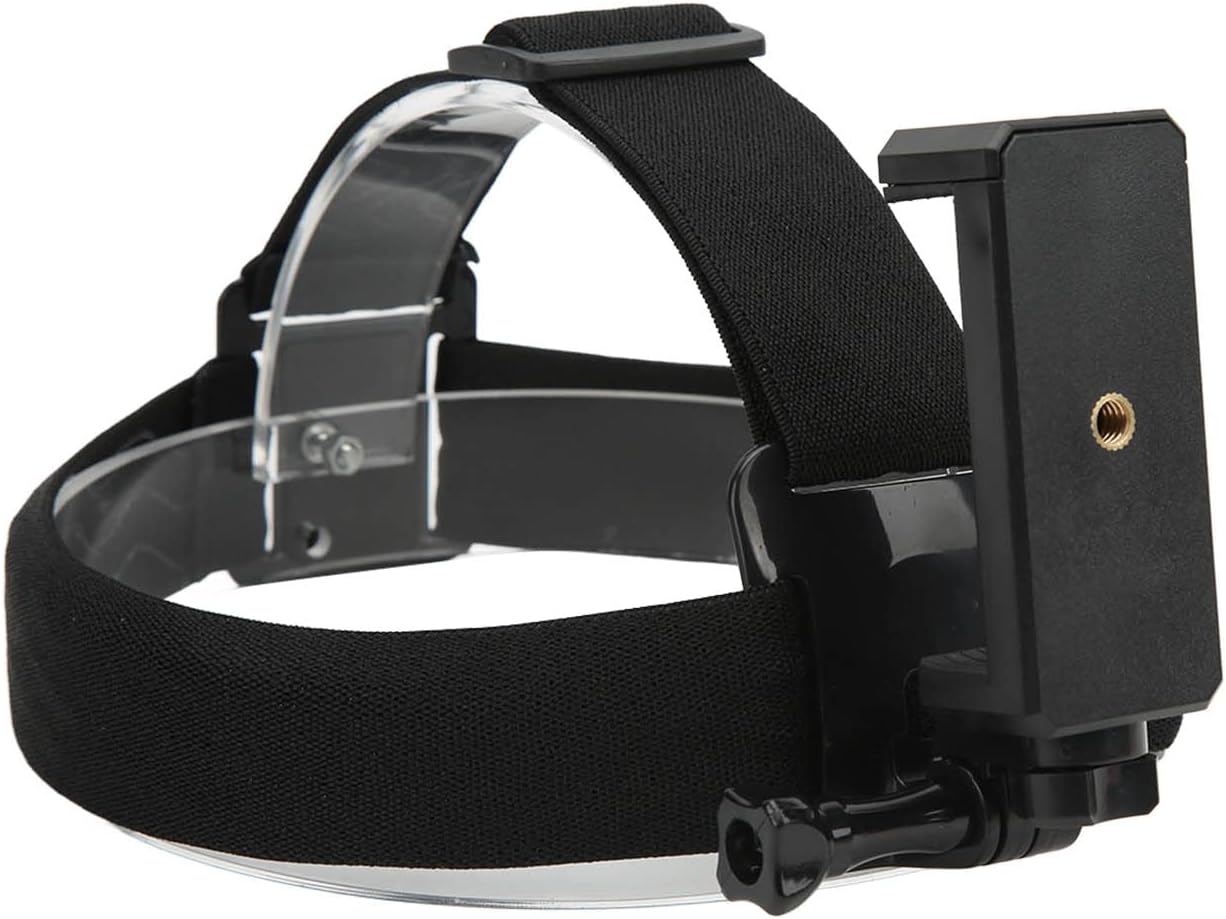 Head Strap Mount, Adjustable Action Camera Head Mount with Phone Holder for Smartphones and Action Cameras