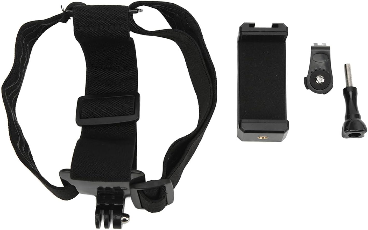 Head Strap Mount, Adjustable Action Camera Head Mount with Phone Holder for Smartphones and Action Cameras