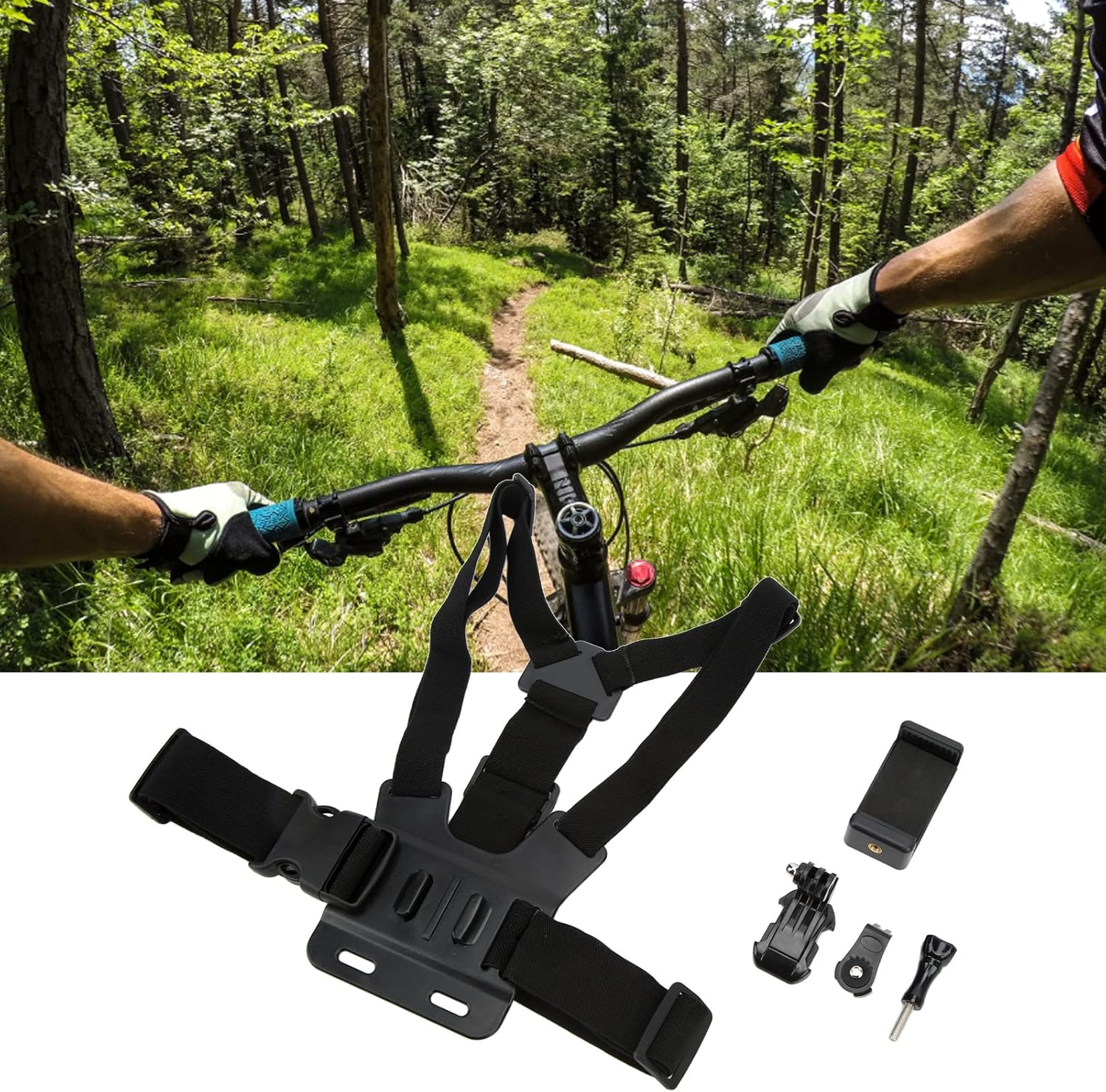 Chest phone Mount Harness adjustable Cellphone Selfie Chest Strap with Cell Phone Clip Holder