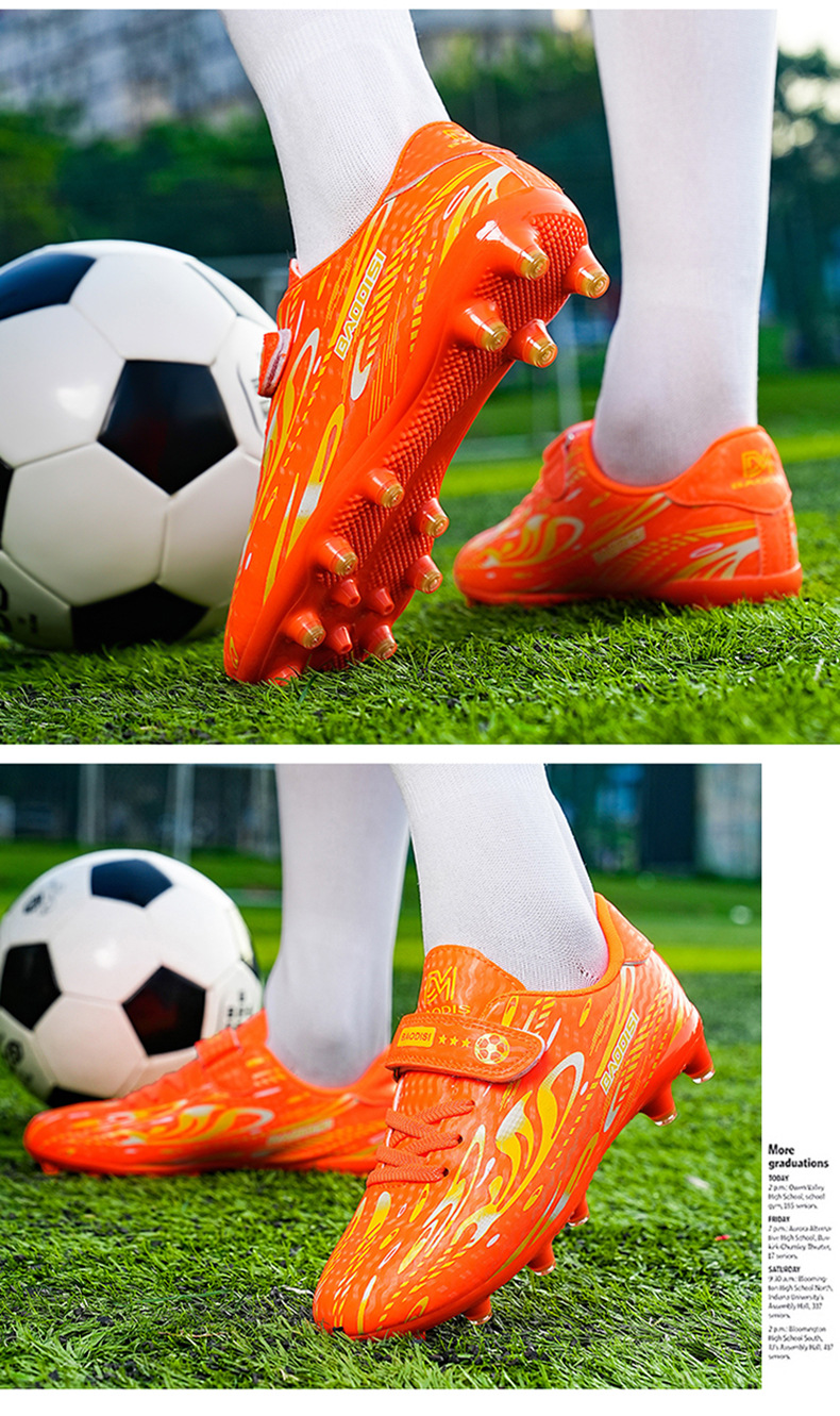 Velcro Football Shoes for Boys Girls Children Primary School Students Soccer Competition Training Sports Shoes Kids Shoes Boys' Shoes Athletic Outdoor Shoes