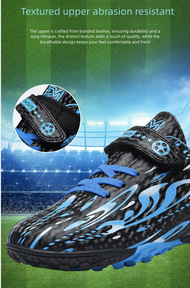 Velcro Football Shoes for Boys Girls Children Primary School Students Soccer Competition Training Sports Shoes Kids Shoes Boys' Shoes Athletic Outdoor Shoes