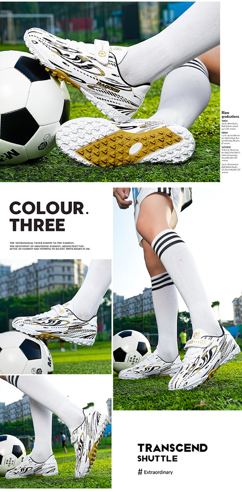 Velcro Football Shoes for Boys Girls Children Primary School Students Soccer Competition Training Sports Shoes Kids Shoes Boys' Shoes Athletic Outdoor Shoes