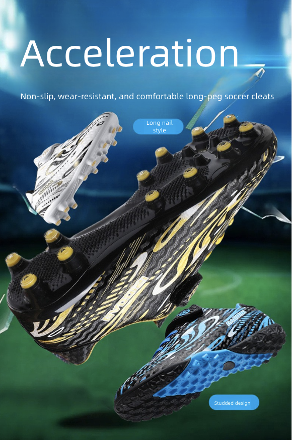 Velcro Football Shoes for Boys Girls Children Primary School Students Soccer Competition Training Sports Shoes Kids Shoes Boys' Shoes Athletic Outdoor Shoes