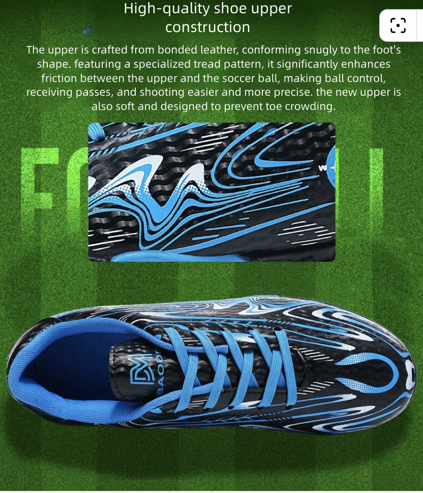 Soccer Shoe Football Large-Size Children's AG Football Shoes for Men Outdoor Training Shoes for Primary Secondary School Students Competition Shoes Kids Shoes Boys' Shoes Athletic