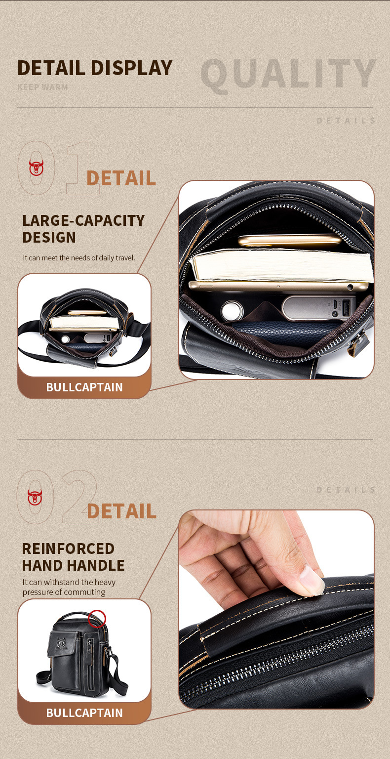 Leather Shoulder Bag First-layer Cowhide Messenger Bag for Men Soft Genuine Leather Vertical Mobile Phone Bag Single Shoulder Bag