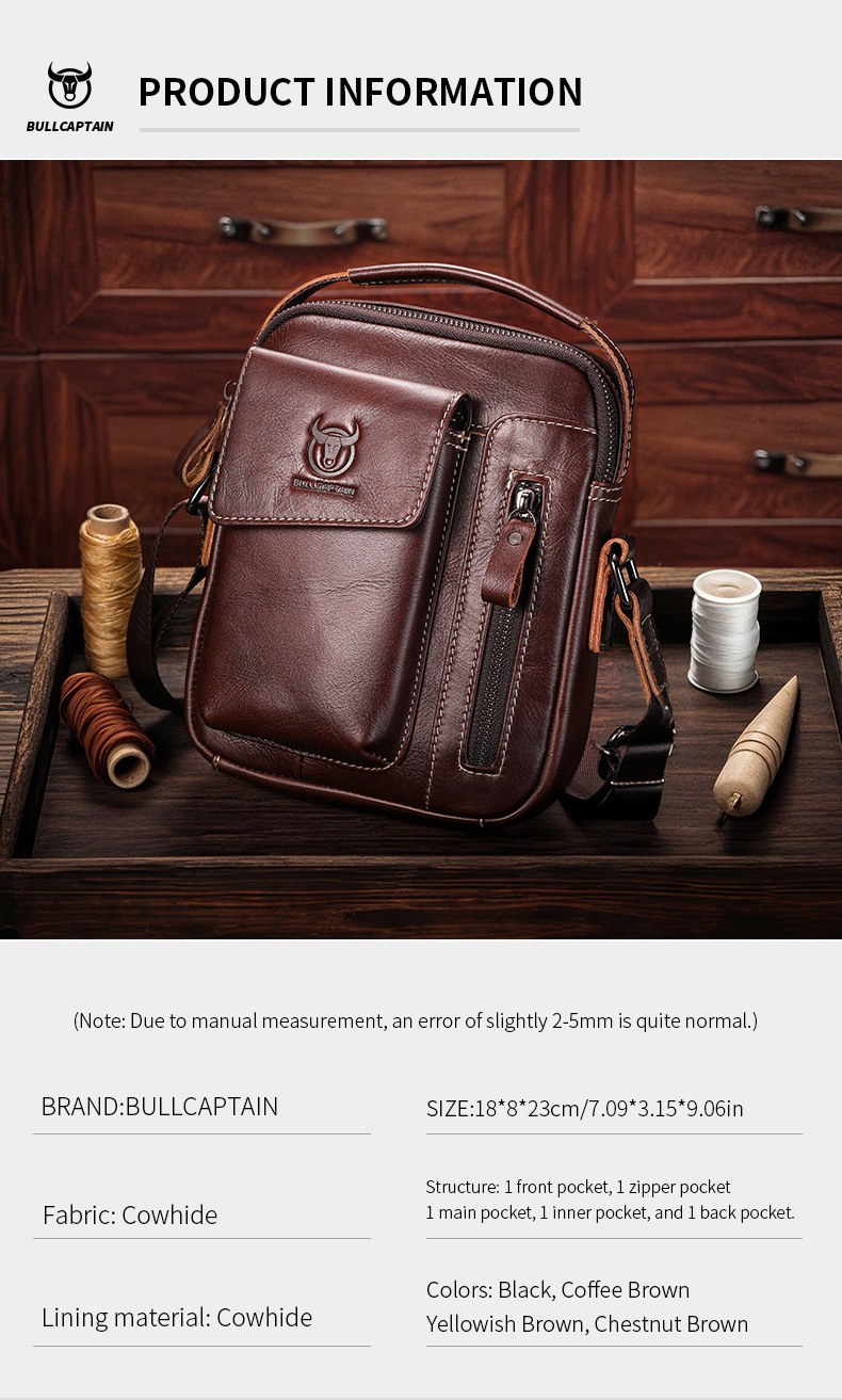Leather Shoulder Bag First-layer Cowhide Messenger Bag for Men Soft Genuine Leather Vertical Mobile Phone Bag Single Shoulder Bag
