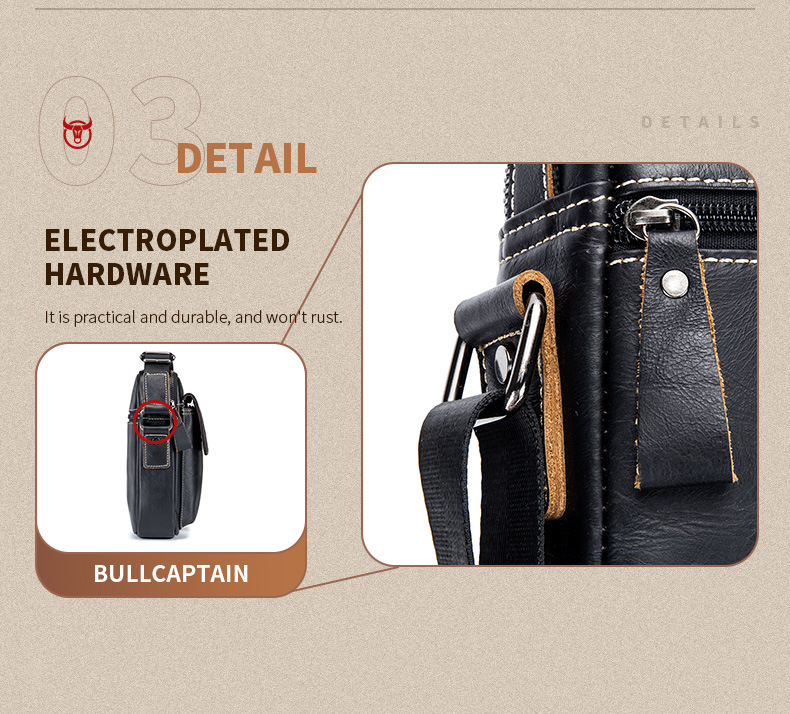 Leather Shoulder Bag First-layer Cowhide Messenger Bag for Men Soft Genuine Leather Vertical Mobile Phone Bag Single Shoulder Bag